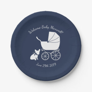 French Bulldog Baby Dusche Teller Design 5
