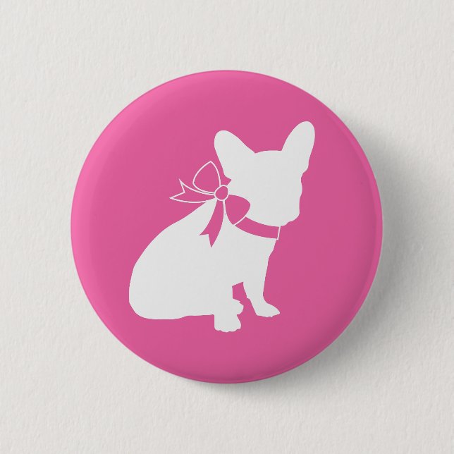 French Bulldog Baby Shower Frenchy Frenchie Pink Button (Vorderseite)