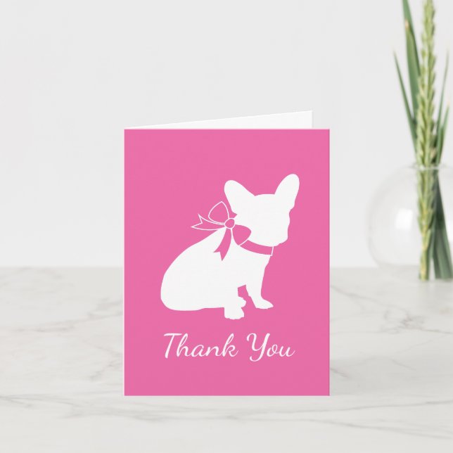 French Bulldog Baby Showroom Frenchy Frenchie Pink Dankeskarte (Vorderseite)