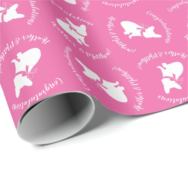 French Bulldog Baby Showroom Frenchy Frenchie Pink Geschenkpapier (Rolleneckpunkt)