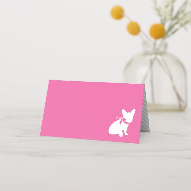French Bulldog Baby Showroom Frenchy Frenchie Pink Platzkarte (Vorderseite)