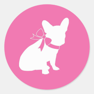 French Bulldog Baby Showroom Frenchy Frenchie Pink Runder Aufkleber