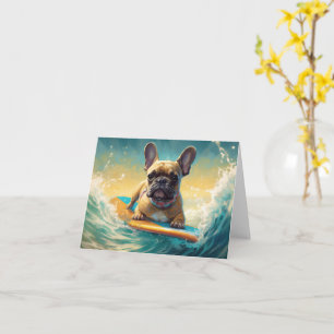 French Bulldog Beach Surfing Malerei Karte