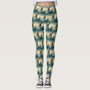 French Bulldog Beach Surfing Malerei Leggings