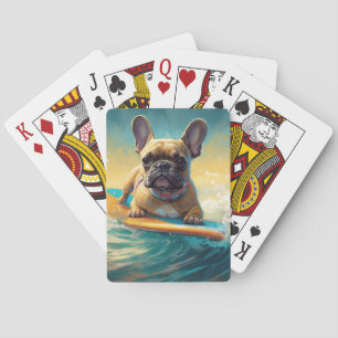 French Bulldog Beach Surfing Malerei Spielkarten