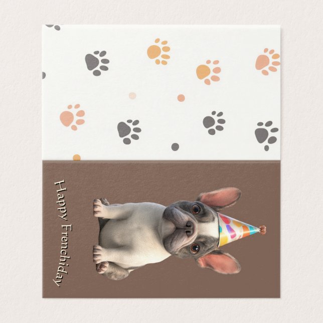 French Bulldog Birthday Card (Außenseite Aufgefaltet)