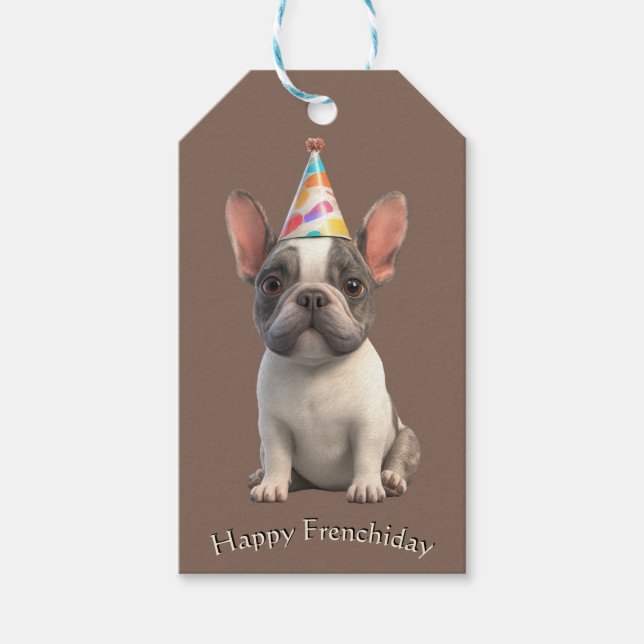 French Bulldog Birthday Card Geschenkanhänger (Vorderseite)