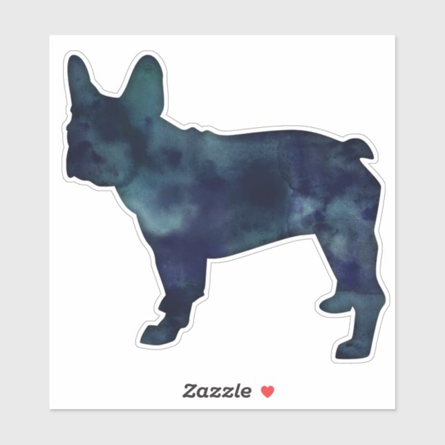 French Bulldog Black Watercolor Silhouette Aufkleber (Blatt)