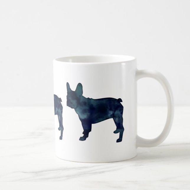 French Bulldog Black Watercolor Silhouette Tasse (Rechts)