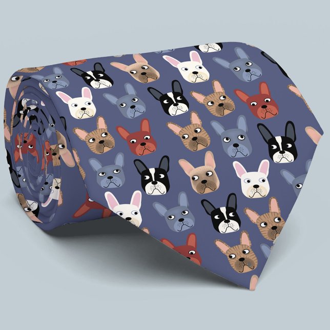 French Bulldog Blue Neck Tie Krawatte (Von Creator hochgeladen)