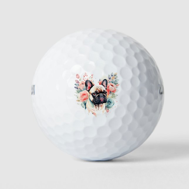 French Bulldog Blume Golf und Frenchie Kisses Golfball (Vorderseite)