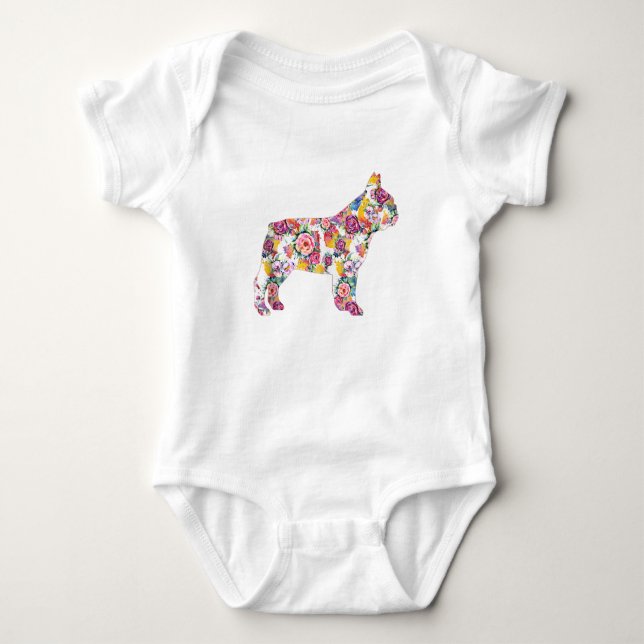 French Bulldog Blume Pattern Frenchie Bulldogs Baby Strampler (Vorderseite)