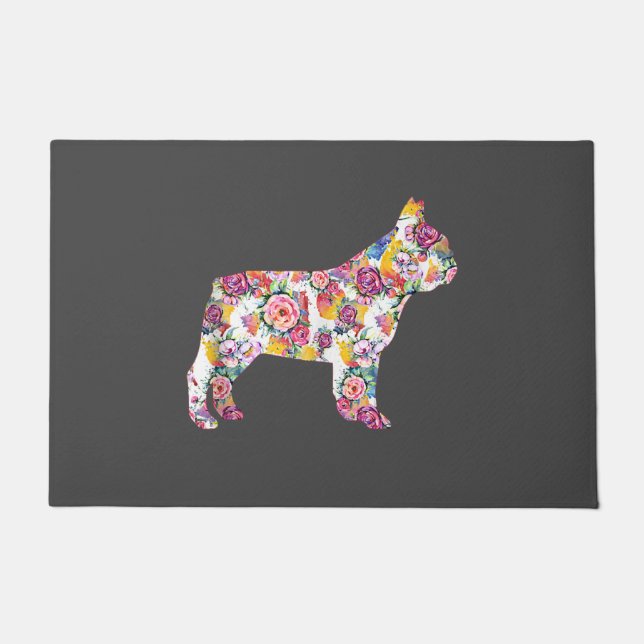 French Bulldog Blume Pattern Frenchie Bulldogs Fußmatte (Vorderseite)