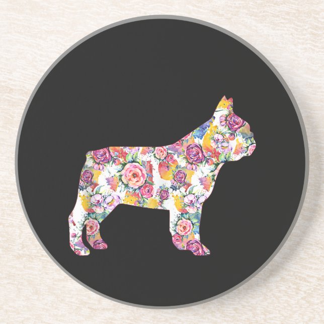 French Bulldog Blume Pattern Frenchie Bulldogs Getränkeuntersetzer (Vorne)