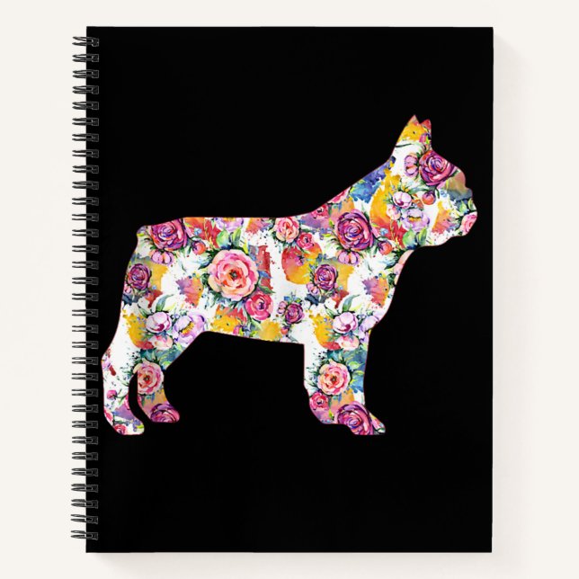 French Bulldog Blume Pattern Frenchie Bulldogs Notizbuch (Vorderseite)