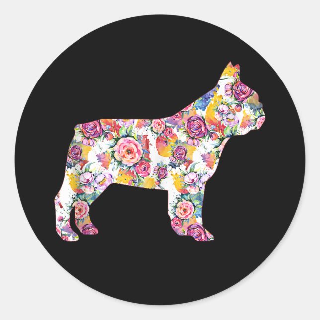 French Bulldog Blume Pattern Frenchie Bulldogs Runder Aufkleber (Vorderseite)