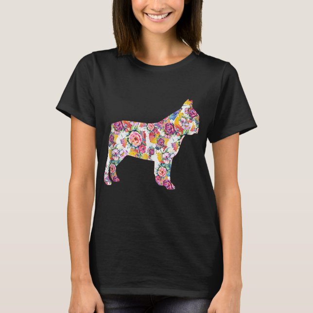 French Bulldog Blume Pattern Frenchie Bulldogs T-Shirt (Vorderseite)