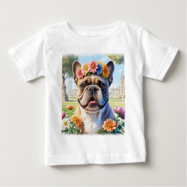 French Bulldog Blumenkranz Muttertag Baby T-shirt