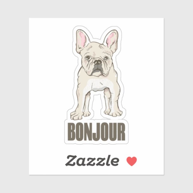 French Bulldog Bonjour Aufkleber (Blatt)