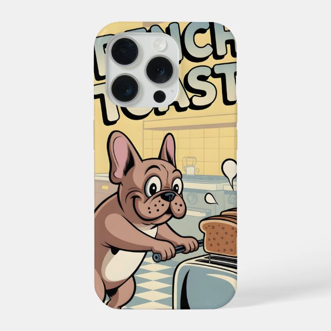 French Bulldog Breakfast Cartoon Art iPhone Hülle (Rückseite)