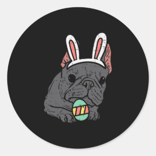 French Bulldog Bunny Niedlich Frenchie Dog Men Fra Runder Aufkleber