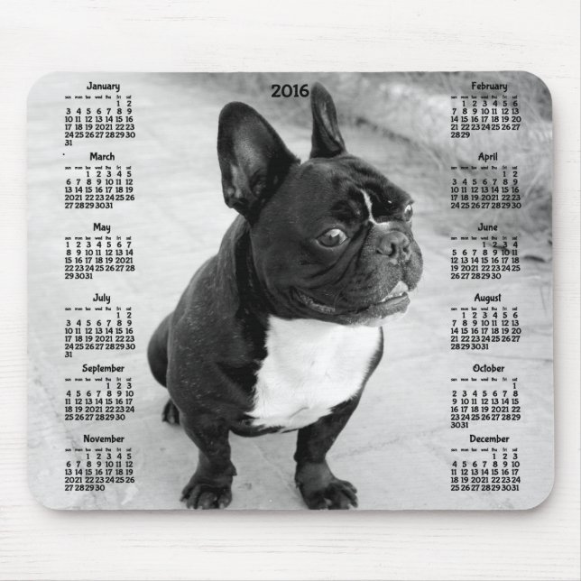 French Bulldog Calendar 2016 Foto Mouse Pads Mousepad (Vorne)