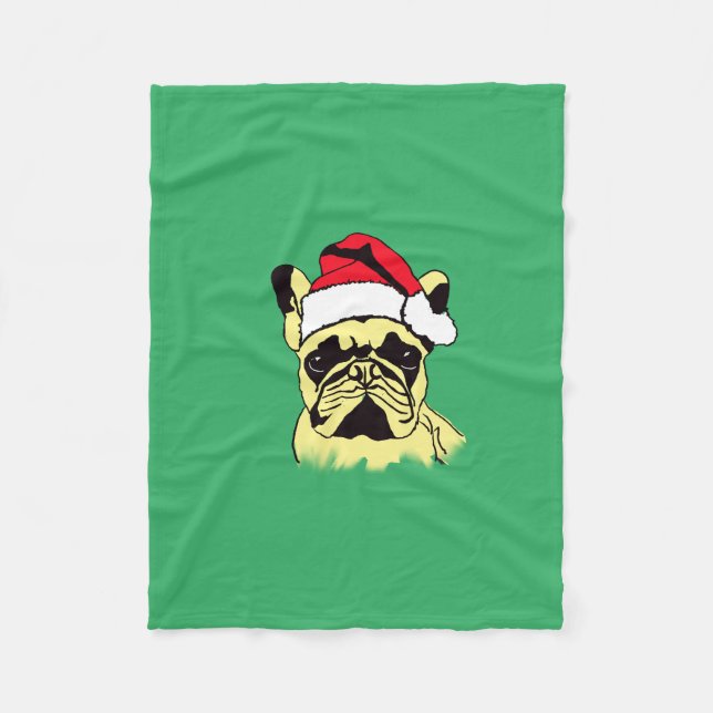 French Bulldog Christmas Cartoon Fleece Blanket (Vorderseite)