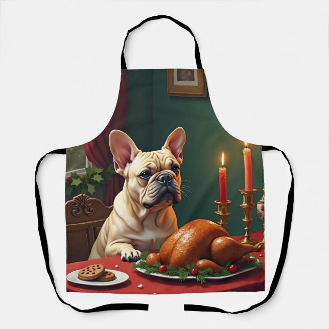 French Bulldog Christmas Eve Feast Painting Schürze (Vorderseite)