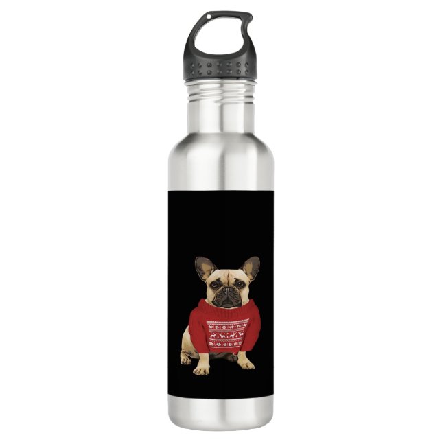 French Bulldog Christmas gifts and christmas sweat Edelstahlflasche (Vorderseite)