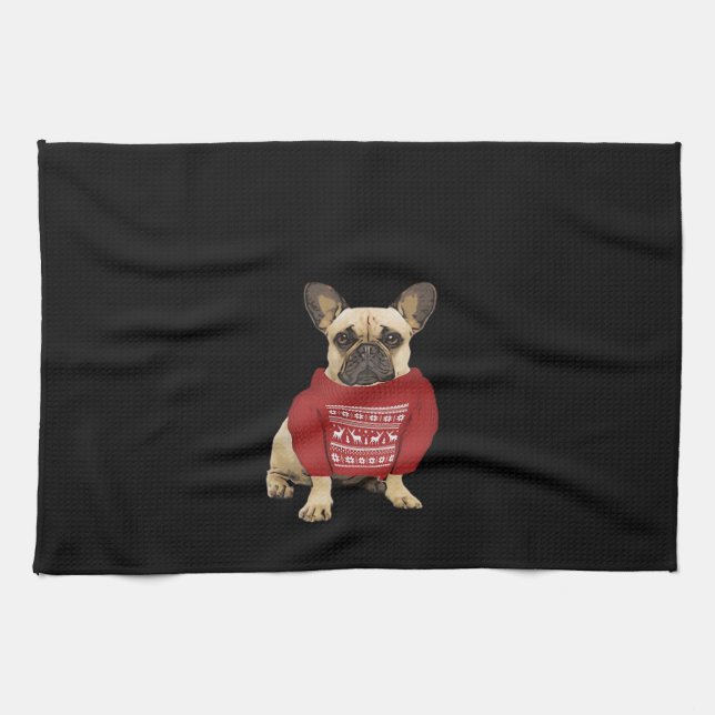French Bulldog Christmas gifts and christmas sweat Geschirrtuch (Horizontal)
