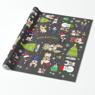 French Bulldog Christmas Holiday Wrapping Paper Geschenkpapier