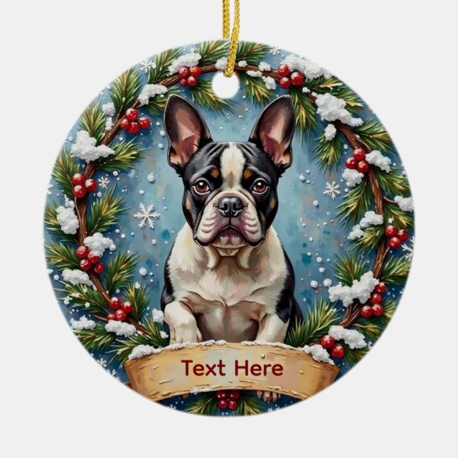 French Bulldog Christmas Keramik Ornament (Vorne)