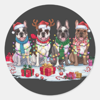 French Bulldog Christmas Lights - Adventure Design Runder Aufkleber