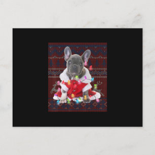 French Bulldog Christmas Lights Ugly Sweater Dog Feiertagspostkarte