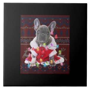 French Bulldog Christmas Lights Ugly Sweater Dog Fliese