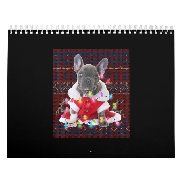 French Bulldog Christmas Lights Ugly Sweater Dog Kalender (Titelbild)