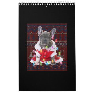French Bulldog Christmas Lights Ugly Sweater Dog Kalender