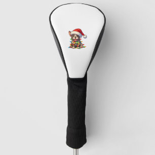 French Bulldog Christmas Lights Weihnachtsmannmütz Golf Headcover