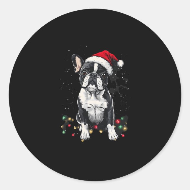 French Bulldog Christmas Lights Xmas Dogs Gifts Me Runder Aufkleber (Vorderseite)