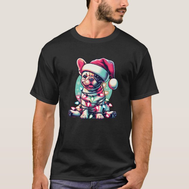 French Bulldog Christmas Lights Xmas Dogs Gifts Me T-Shirt (Vorderseite)