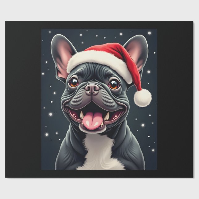 French Bulldog Christmas Long Sleeve T-Shirt Geschenkpapier (Flach)