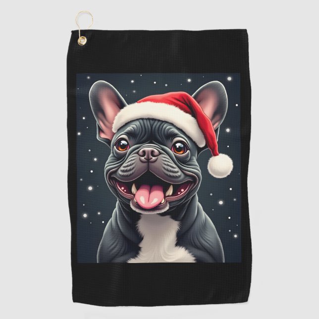 French Bulldog Christmas Long Sleeve T - Shirt Golfhandtuch (Vorderseite)