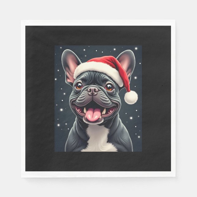 French Bulldog Christmas Long Sleeve T - Shirt Serviette (Vorderseite)