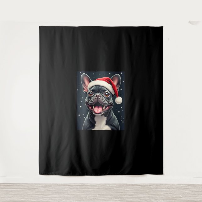 French Bulldog Christmas Long Sleeve T - Shirt Wandteppich (Vorderseite)