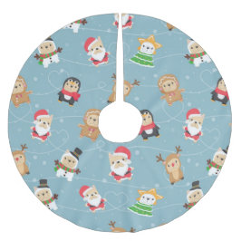 French Bulldog Christmas Pattern Polyester Weihnachtsbaumdecke