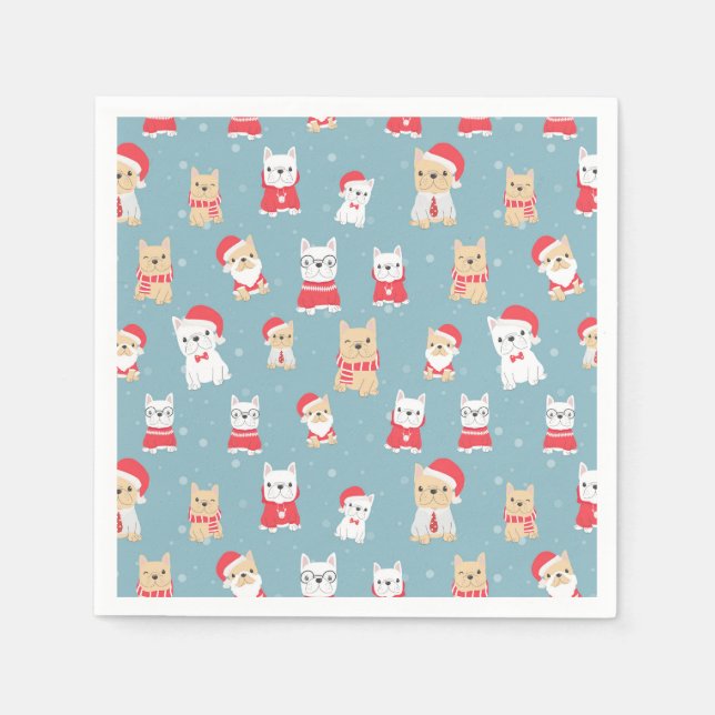 French Bulldog Christmas Pattern Serviette (Vorderseite)