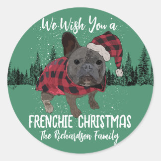 French Bulldog Christmas Personalisiert Dog French Runder Aufkleber