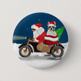 French Bulldog Christmas Santa Claus Button