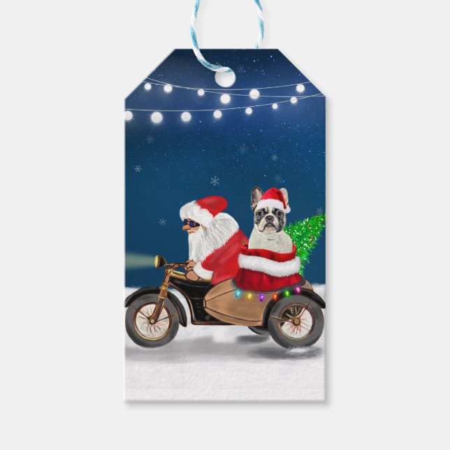 French Bulldog Christmas Santa Claus Geschenkanhänger (Vorderseite)