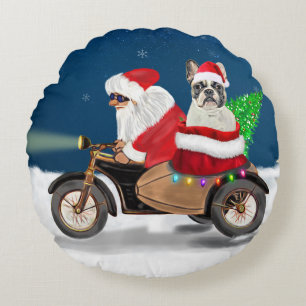 French Bulldog Christmas Santa Claus Rundes Kissen